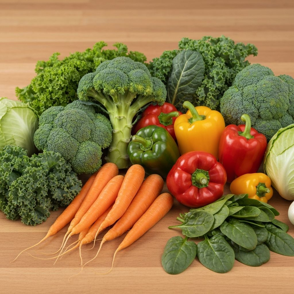 Fresh vegetables and plant-based foods promoting digestive health